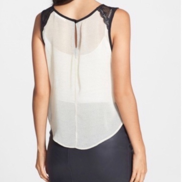 NWT Lush Polka Dot Lace Shoulder Cropped Tank Med - Picture 5 of 8